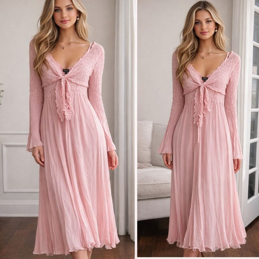 NWT Komarov 2 Piece Midi Dress in Powder Pink Women's Small
